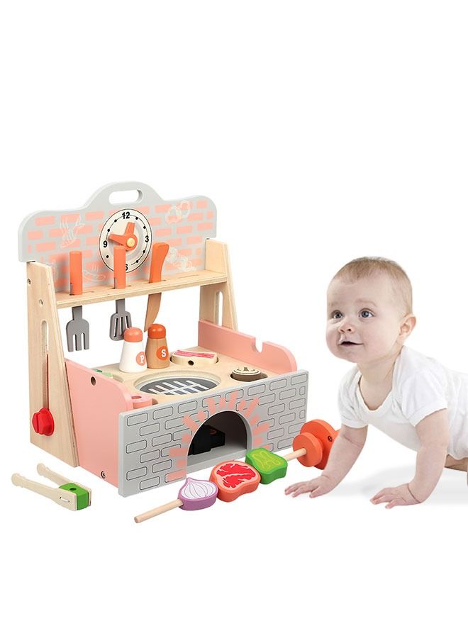 JSAITOYS Barbecue Table Toys Play House Wooden Kitchen Pretend Game For Children - Image 1