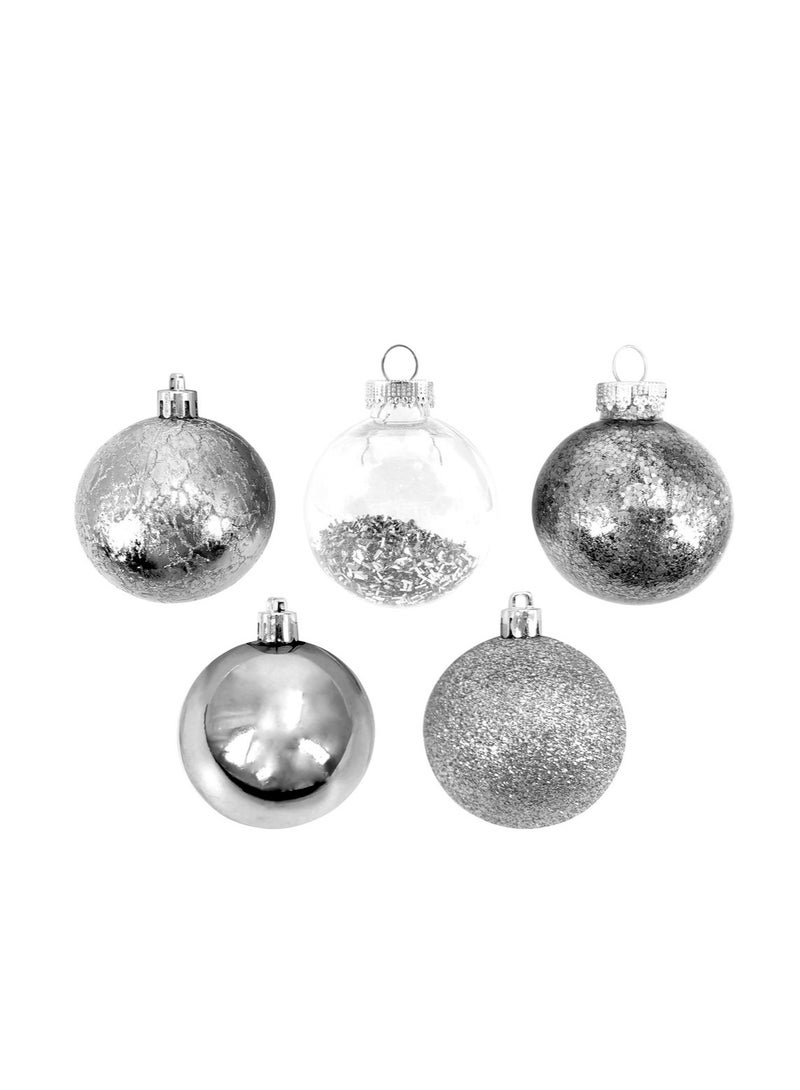 CHRISTMAS MAGIC Christmas Designed Baubles 6cm Sliver 12Pcs/Box - Image 1