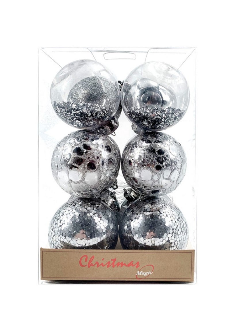 CHRISTMAS MAGIC Christmas Designed Baubles 6cm Sliver 12Pcs/Box - Image 2