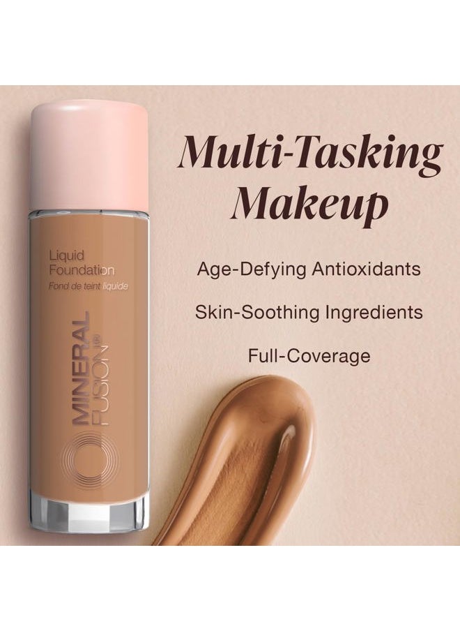 Mineral Fusion Full Coverage Foundation, Liquid Foundation - Warm 4- Med to Tan Complexion w/Golden/Yellow Undertones, Lightweight Matte Finish, Up to 12 Hr Hydration, Hypoallergenic & Vegan, 1 fl. oz  - Image 5