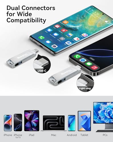 Nzeplou 128GB Flash Drive for iPhone iPad USB30 HighSpeed Memory Stick No App Needed Lightening USBC External Memory Storage for Photos Videos Picture Backup Thumb Drive Plug PlaySilver - Image 3