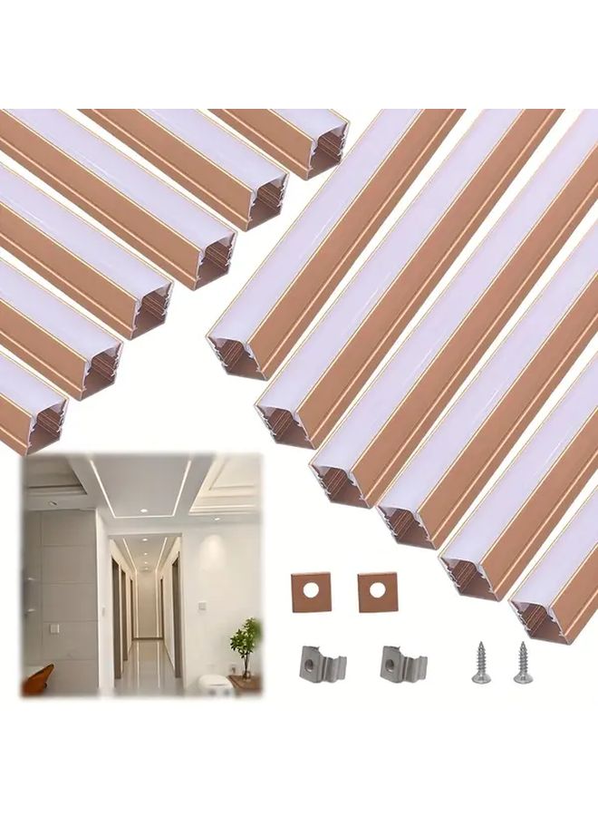 12pcs Golden Aluminum LED Channels 100cm 39in U Shaped Surface Mount - Image 1