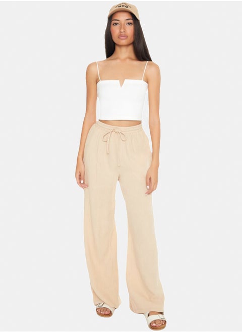 Wide-Leg Drawstring Pants
