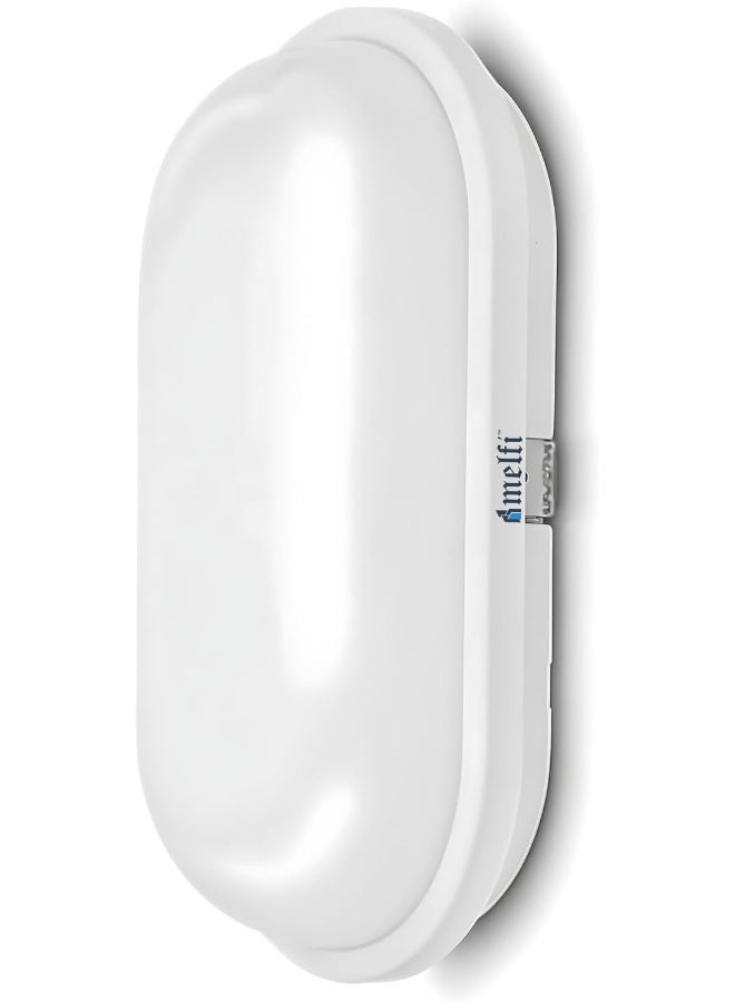 melfi Surface Mounted Oval Led Bulkhead Light Ip65 Waterproof Fitting With White Trim For Outdoor Balcony And Garden Garage (White, 18W) - Image 1