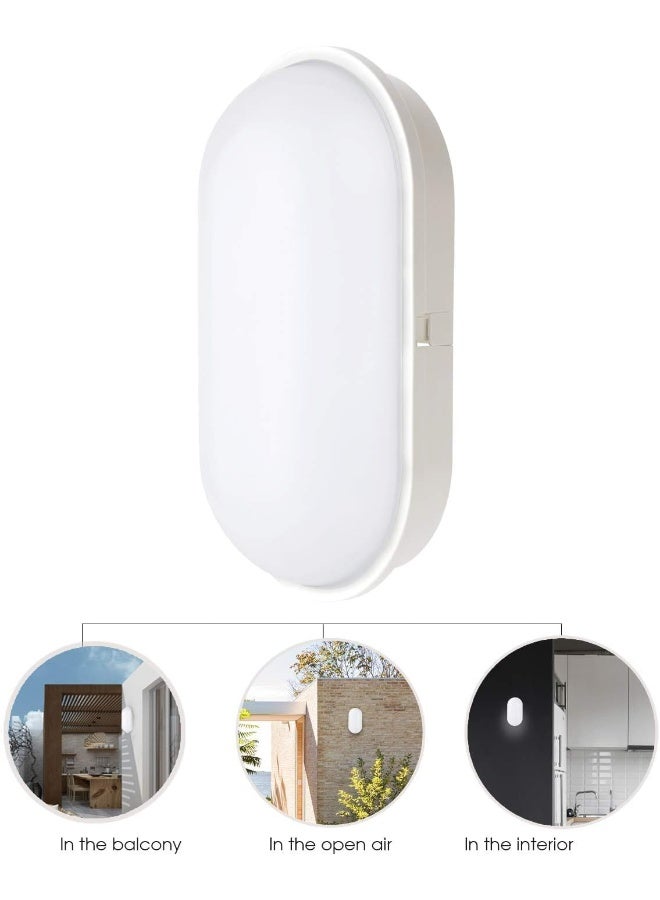 melfi Surface Mounted Oval Led Bulkhead Light Ip65 Waterproof Fitting With White Trim For Outdoor Balcony And Garden Garage (White, 18W) - Image 4