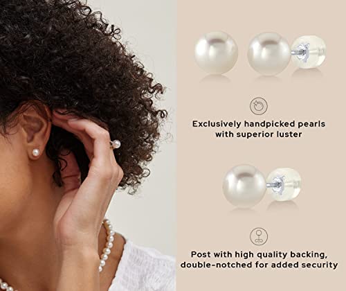 THE PEARL SOURCE 6.0-6.5mm White Japanese Akoya Real Pearl Earrings for Women - 14k Gold Stud Pearl Earrings | Hypoallergenic Earrings with Genuine Cultured Pearls - Image 4