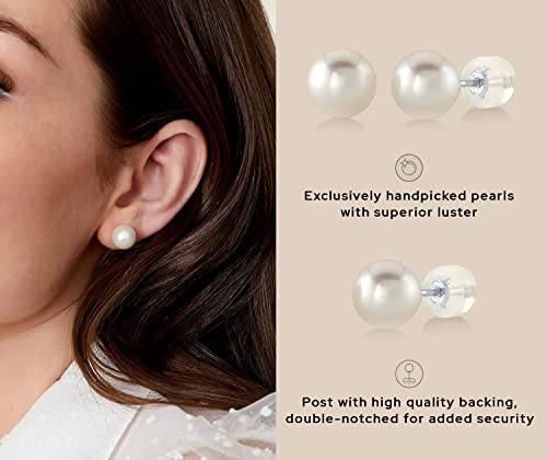 THE PEARL SOURCE 6.0-6.5mm White Japanese Akoya Real Pearl Earrings for Women - 14k Gold Stud Pearl Earrings | Hypoallergenic Earrings with Genuine Cultured Pearls - Image 5