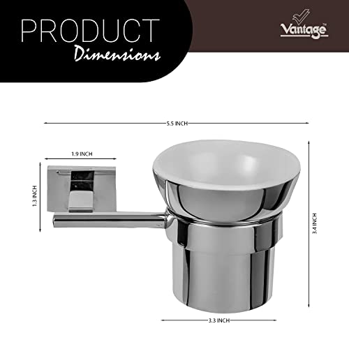 Vantage ‎VQB-20002 100% Brass Tumbler Wall Mount Holder With Corrosion Resistant Design For Bathroom, Kitchen & Other Settings - Image 2