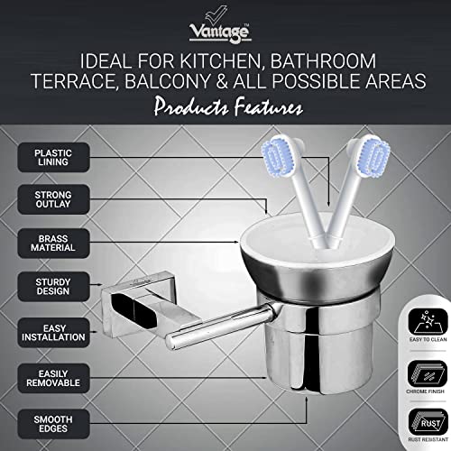 Vantage ‎VQB-20002 100% Brass Tumbler Wall Mount Holder With Corrosion Resistant Design For Bathroom, Kitchen & Other Settings - Image 4