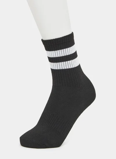 Styli Active Double Striped Crew Length Yoga Socks