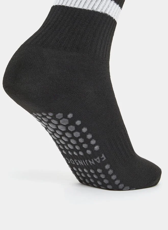Styli Active Black Double Striped Crew Length Yoga Socks for Women | Best Price UAE