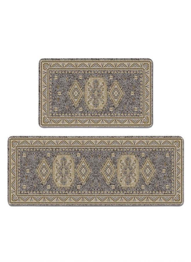 Generic 2 PCS Kitchen Floor Mats Rugs Set, Cushion Floor Carpet, Waterproof, Oil Resistant and Anti-Fatigue PU Standing Mat for Kitchen, Floor, Office, Sink, Laundry 45*75CM+45*120CM  - Image 1