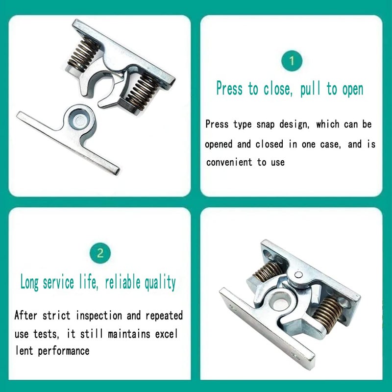 Heavy-Duty Door Stopper: Silver Zinc Alloy & Steel Construction - Easy To Install Ball Spring Buckle Lock for Cabinets, Drawers, Home Doors - Image 3