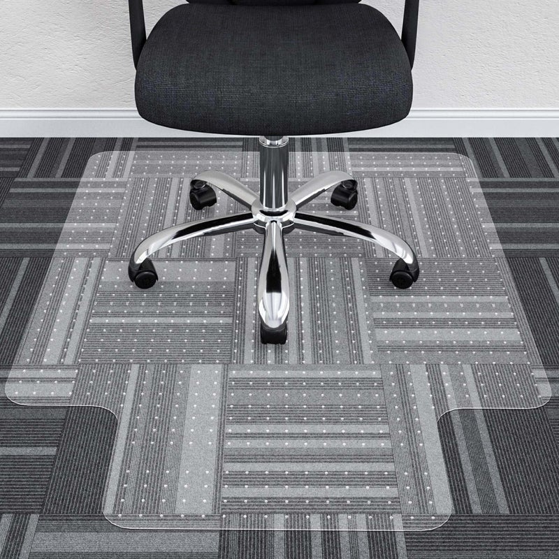 HOMEK Large Chair Mat for Carpet Easy Glide Plastic Carpet Floor Protector Mat for Office Chairs for Work Home 45 x 53 with lid for Carpeted Floors
