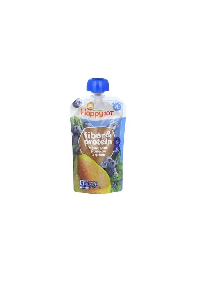 Happy Family Organics Happy Tot, Fiber & Protein, 2+ Years, Organic Pears, Blueberries & Spinach, 4 oz (113 g)