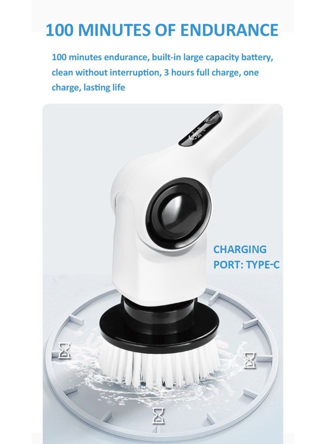 sokany Electric Spin Scrubber, Electric Scrubber with 8 Brush Heads & Extension Handle, Cordless Shower Cleaner IPX7 Bathroom Power Scrubber, Cleaning Brush for Floor Tile, Tub, Kitchen,SK-13058,White - Image 5