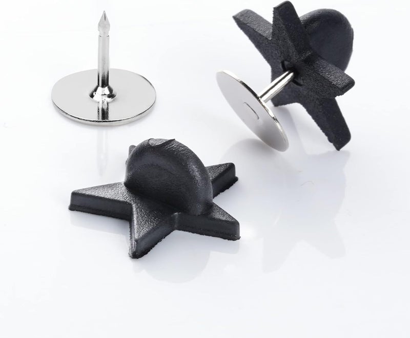 Heliltd 200pcs Black Rubber Pin Backs with 200pcs Blank Pins Star Shape Butterfly Clutch Tie Tacks Backings Pin Holder Keepers for Lapel Pins DIY Accessory - Image 3