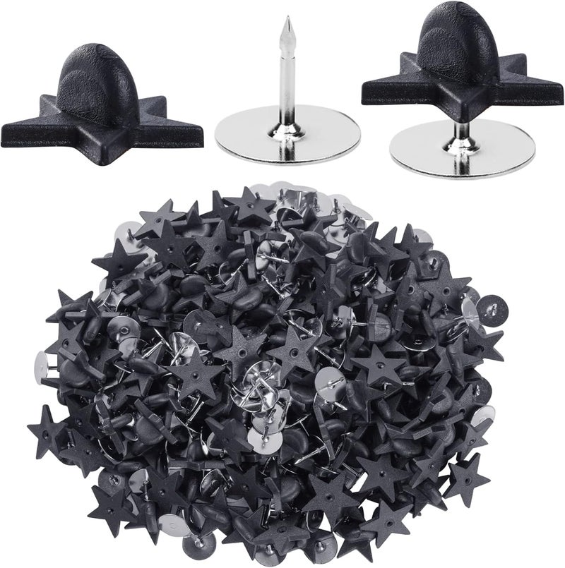 Heliltd 200pcs Black Rubber Pin Backs with 200pcs Blank Pins Star Shape Butterfly Clutch Tie Tacks Backings Pin Holder Keepers for Lapel Pins DIY Accessory - Image 1