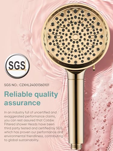 Cobbe Filtered Shower Head with Handheld, High Pressure 6 Spray Mode Showerhead with Filters, Water Softener Filters Beads for Hard Water - Remove Chlorine - Reduces Dry Itchy Skin, Egyptian Gold - Image 5