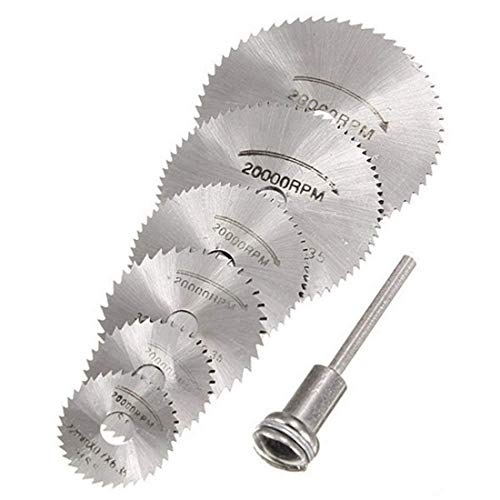 DIY Crafts Sytle No # 1, 5 Blades 1 Mandrel, 6 Pcs HSS Circular Saw Blade Set For Metal Rotary Tools (5 Blades & 1 Extent (Sytle No # 1, 5 Blades 1 Mandrel) - Image 1