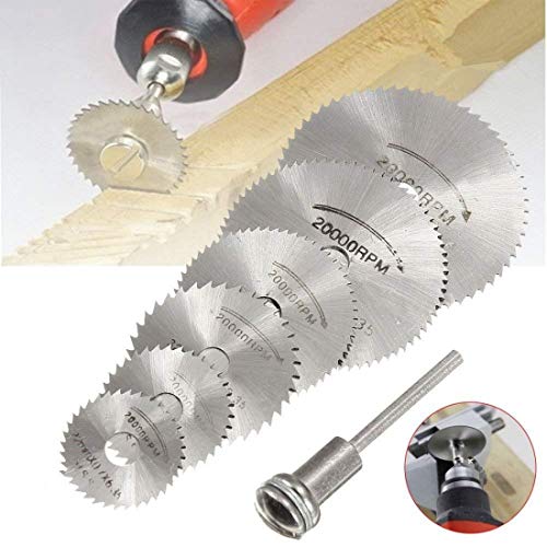 DIY Crafts Sytle No # 1, 5 Blades 1 Mandrel, 6 Pcs HSS Circular Saw Blade Set For Metal Rotary Tools (5 Blades & 1 Extent (Sytle No # 1, 5 Blades 1 Mandrel) - Image 2