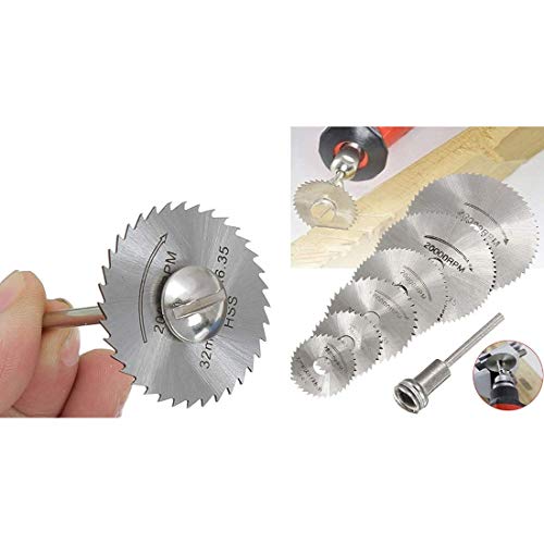 DIY Crafts Sytle No # 1, 5 Blades 1 Mandrel, 6 Pcs HSS Circular Saw Blade Set For Metal Rotary Tools (5 Blades & 1 Extent (Sytle No # 1, 5 Blades 1 Mandrel) - Image 3