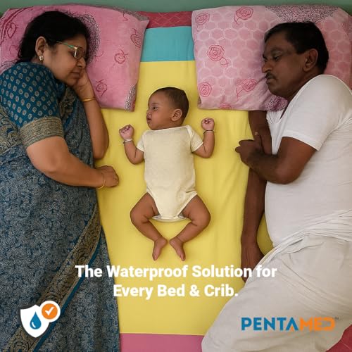 PENTAMED Ultra Soft Rubberised Textile Fabric Sheet | Waterproof, Washable, Reusable Mattress Protector for Adults, Toddlers & Babies | Non-Absorbent Bed, Sofa & Crib Protection. (Green, 1 x 1 Meter) - Image 2