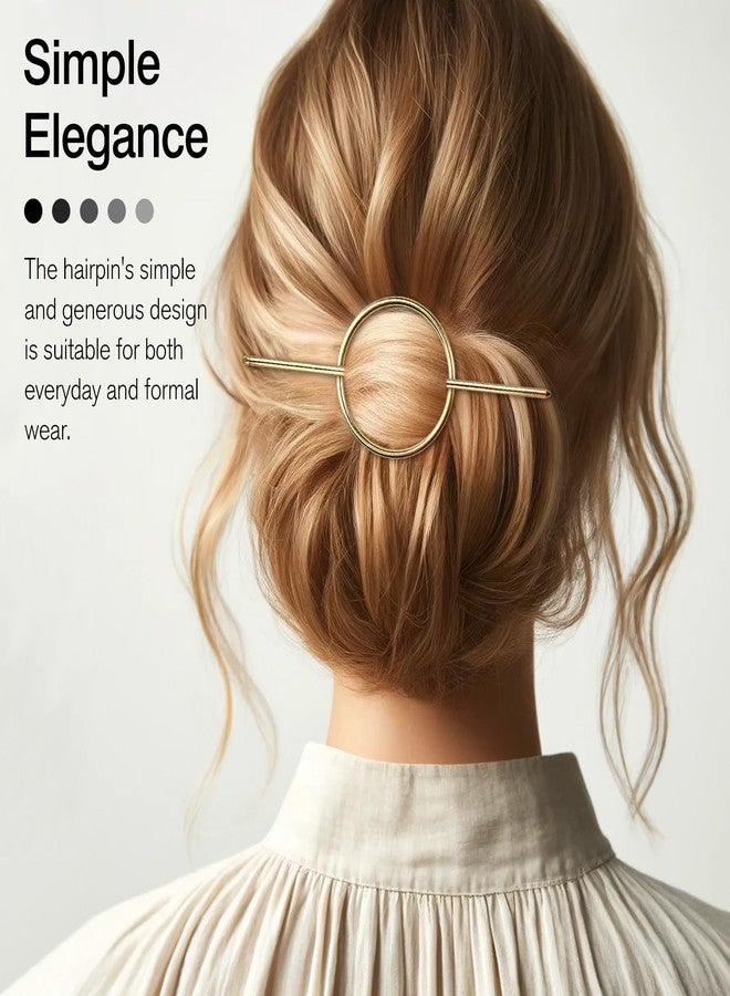 Jaasuee Gold Round Hair Clips Hollow Circle Hair Barrettes for Women Fashion Geometric Hairpins Minimalist Hair Accessories Hair Fork Metal Ponytail Hairpin Retro for Girls - Image 2