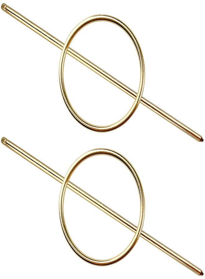 Jaasuee Gold Round Hair Clips Hollow Circle Hair Barrettes for Women Fashion Geometric Hairpins Minimalist Hair Accessories Hair Fork Metal Ponytail Hairpin Retro for Girls - Image 1