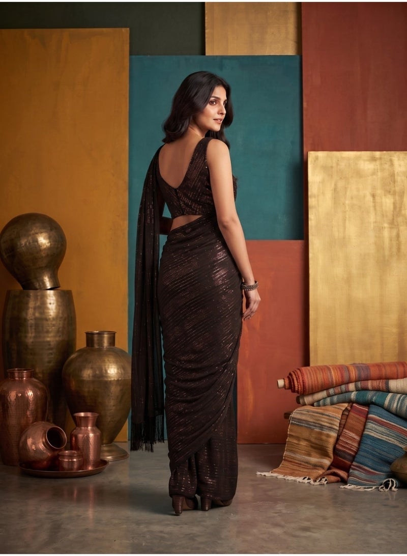 Nool Ember Chiffon Saree with Complimentary Handpicked Blouse Material - Image 5