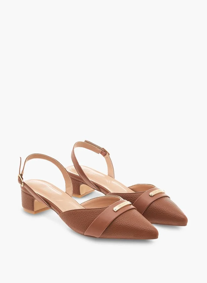 Celeste Women's Pointed Toe Block Heeled Shoes with Buckle Closure