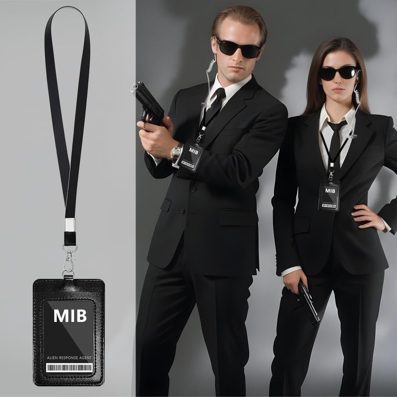 Asekonc 6 Pcs Agent Costume Secret Service Costume Set Spy Costume Accessories For Halloween Men Women Black Outfit - Image 5