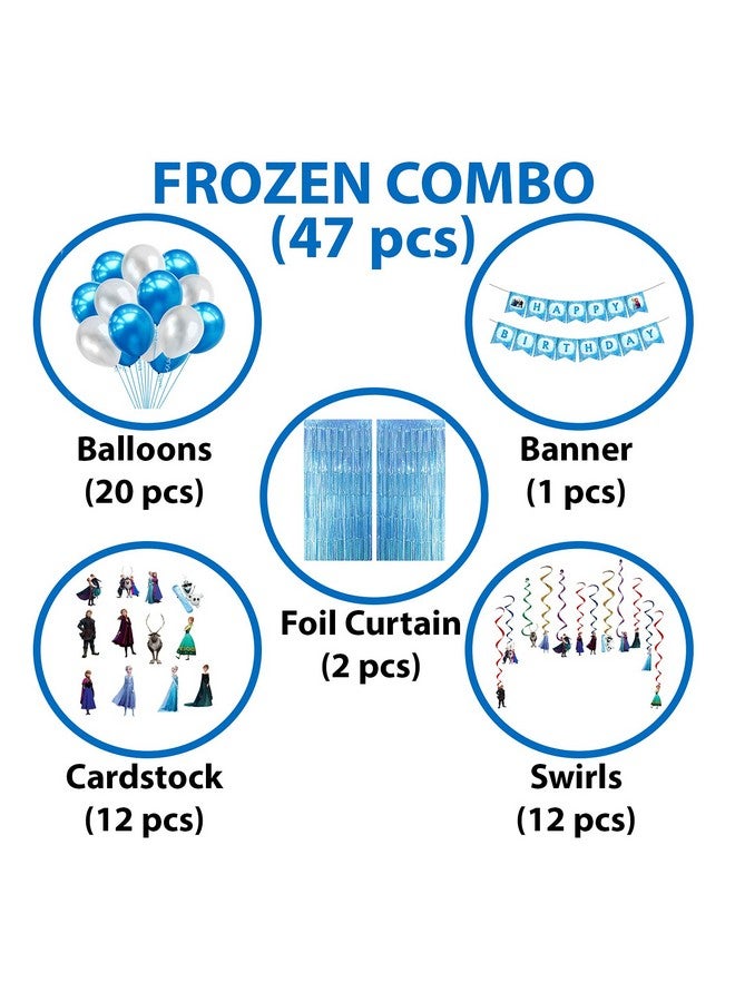 بارتي بروبس زينة عيد ميلاد للبنات من بارتي بروبس، بطابع فروزن، ٤٧ قطعة - زينة حفلات عيد ميلاد الأميرة إلسا - زينة عيد ميلاد للبنات بطابع فروزن | بالونات فروزن لتزيين أعياد الميلاد - Image 2