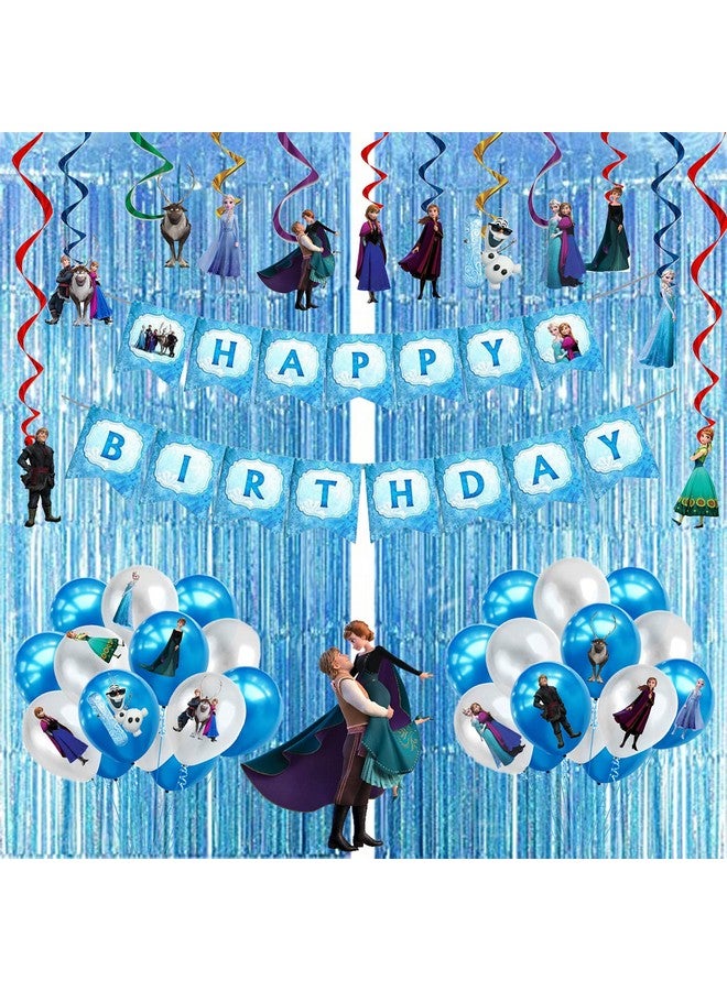 بارتي بروبس زينة عيد ميلاد للبنات من بارتي بروبس، بطابع فروزن، ٤٧ قطعة - زينة حفلات عيد ميلاد الأميرة إلسا - زينة عيد ميلاد للبنات بطابع فروزن | بالونات فروزن لتزيين أعياد الميلاد - Image 1