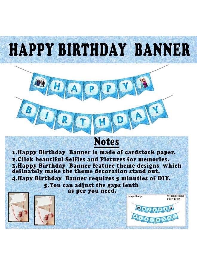 بارتي بروبس زينة عيد ميلاد للبنات من بارتي بروبس، بطابع فروزن، ٤٧ قطعة - زينة حفلات عيد ميلاد الأميرة إلسا - زينة عيد ميلاد للبنات بطابع فروزن | بالونات فروزن لتزيين أعياد الميلاد - Image 4