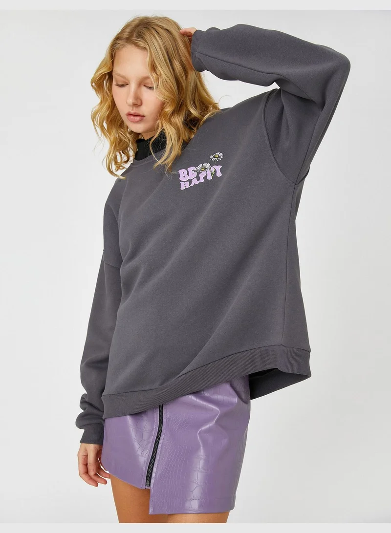 كوتون بلوزة واسعة مطبوعة من الخلف