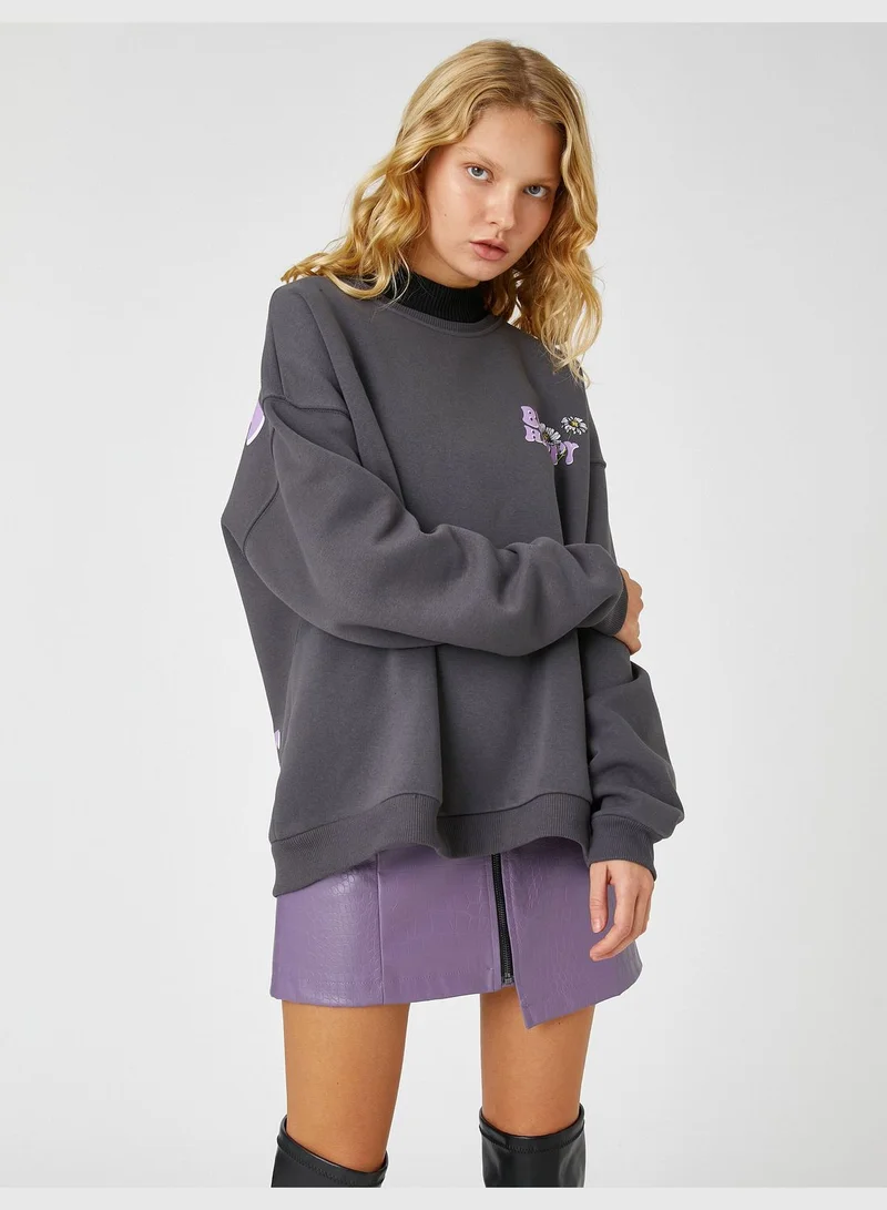 كوتون بلوزة واسعة مطبوعة من الخلف