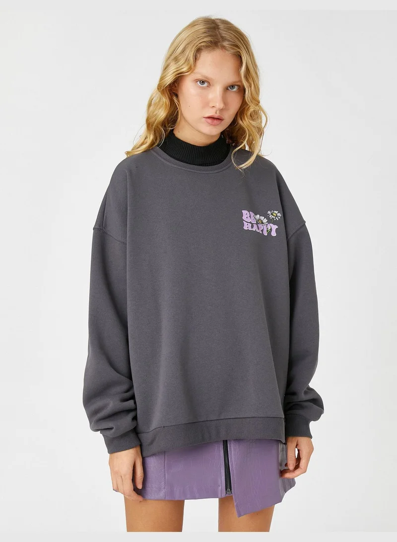 كوتون بلوزة واسعة مطبوعة من الخلف