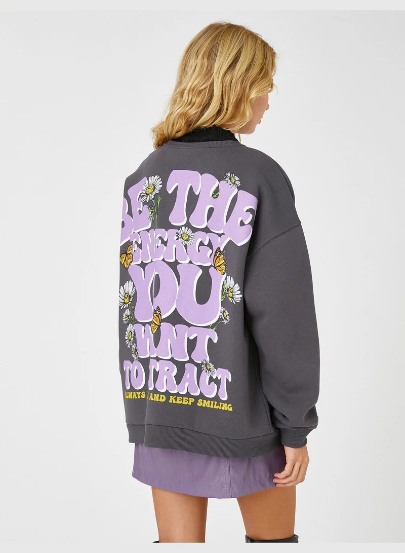 كوتون بلوزة واسعة مطبوعة من الخلف