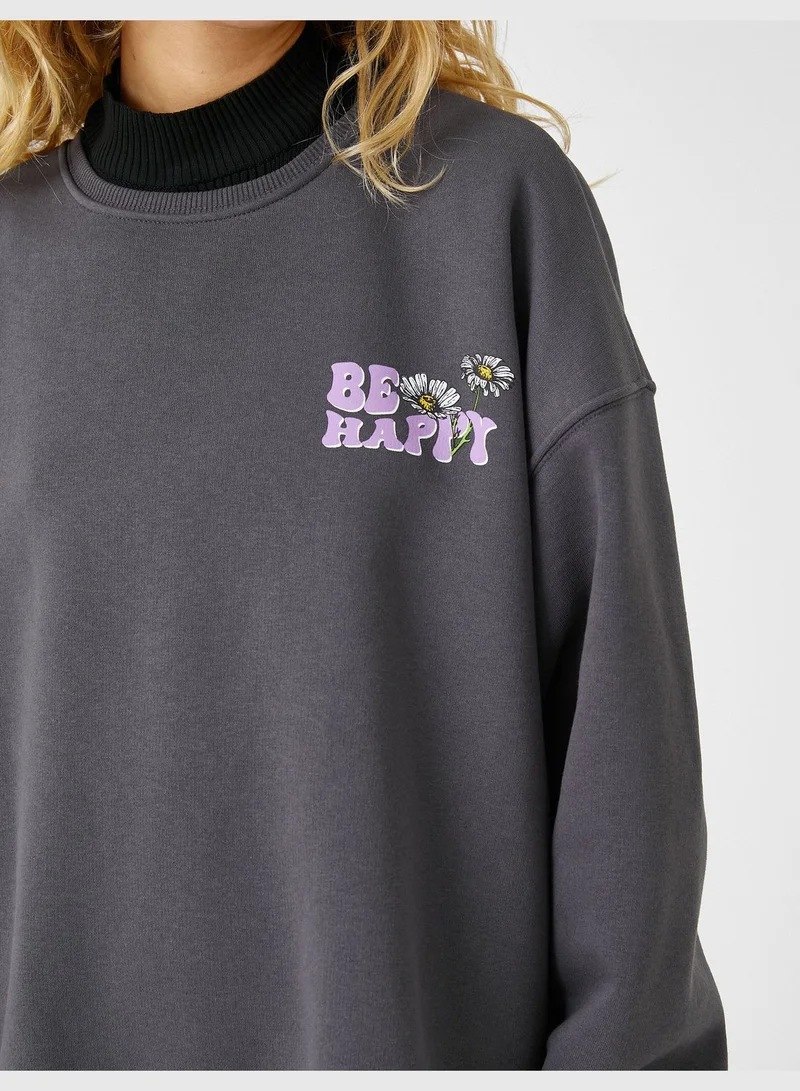 كوتون بلوزة واسعة مطبوعة من الخلف