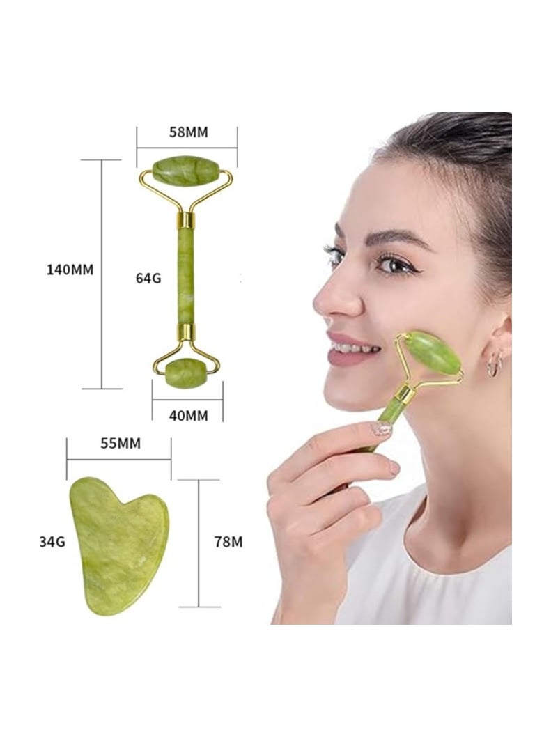 Generic Gua Sha Face SkinCare Kit, Face and Eye Massager, Jade Roller for Face, Guasha Stone Face, Facial Massage Roller, Muscle Relaxation, Eliminates Eye Swelling  - Image 1