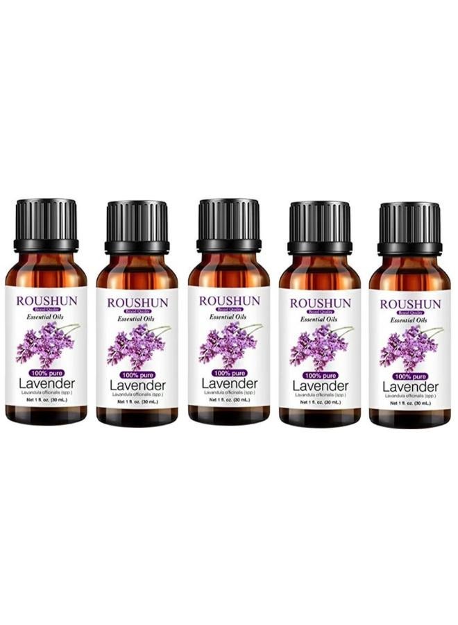 ROUSHUN 5 bottles of multi-colored lavender essential oil 30 milliliters  - Image 1