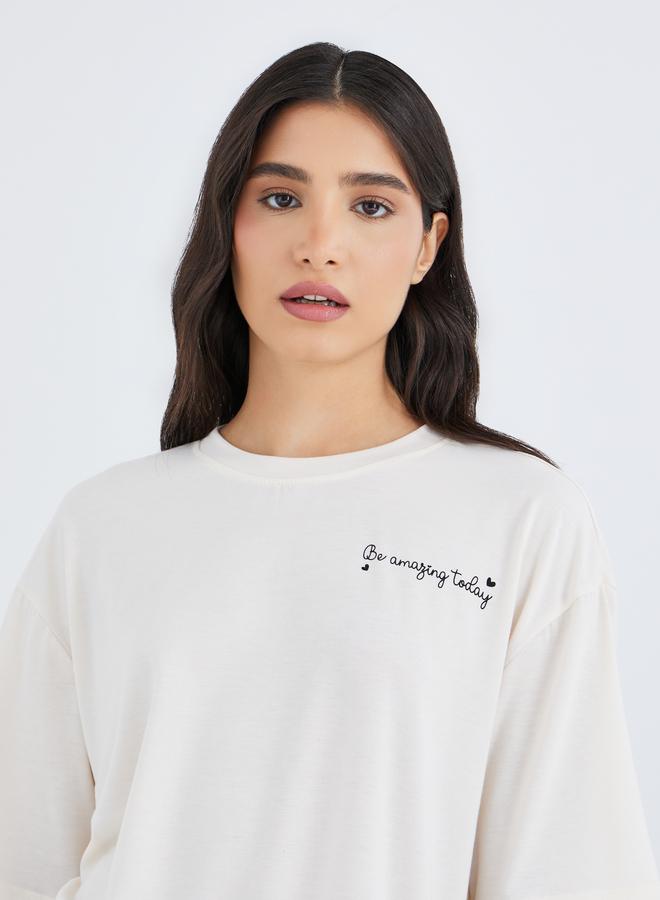 Take Two Slogan Print Oversized T-Shirt - Image 3