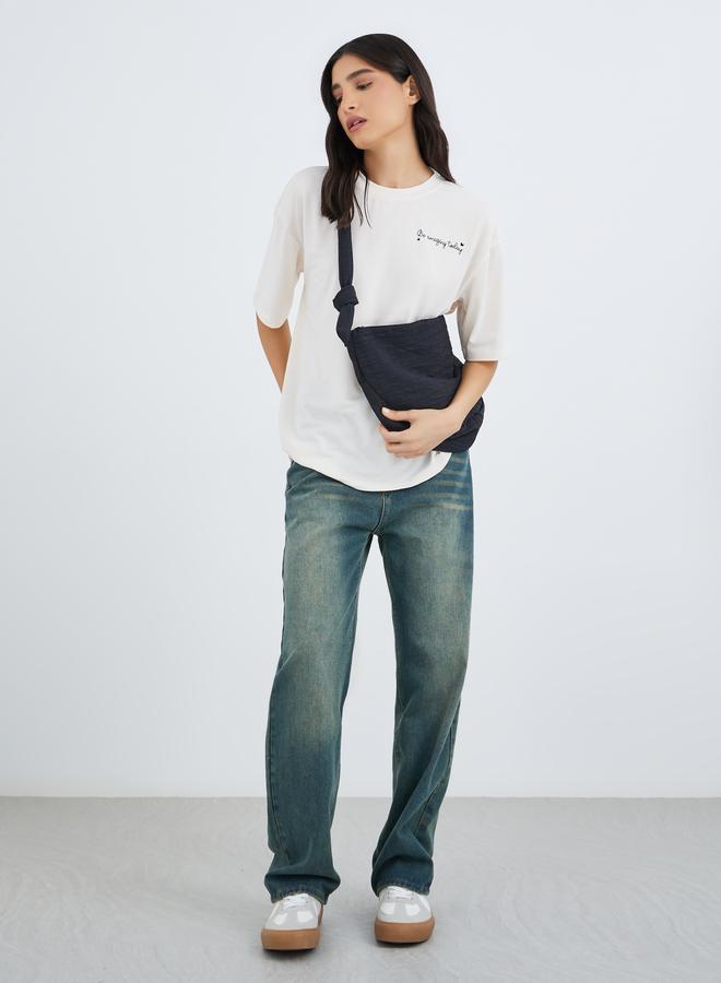 Take Two Slogan Print Oversized T-Shirt - Image 2