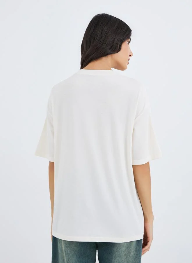 Take Two Take Two Slogan Print Oversized T-Shirt