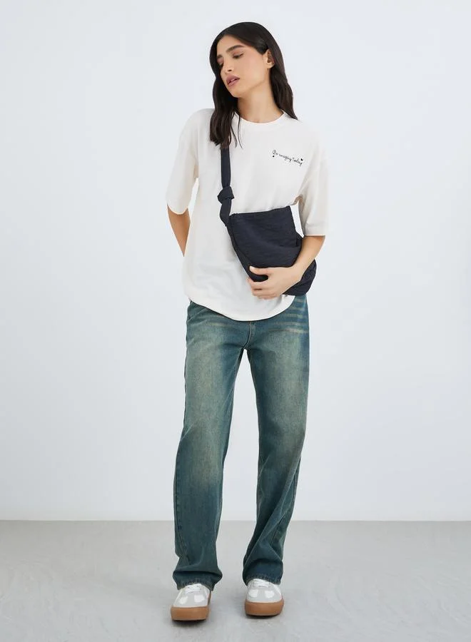 Take Two Slogan Print Oversized T-Shirt