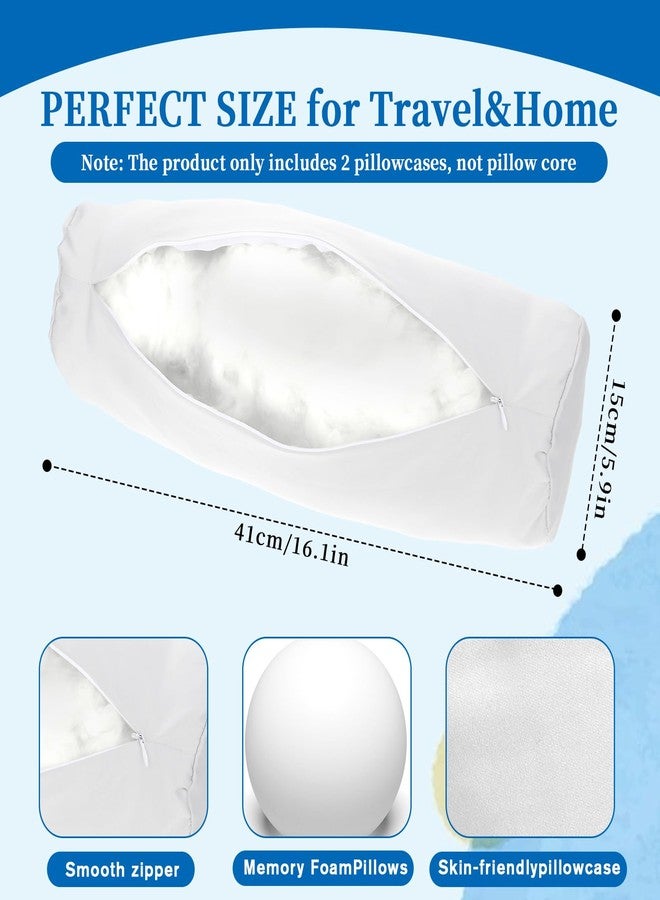 Bruislard 2 Pcs White Neck Bolster Pillow Covers Round Necks Pillowcase Silk Satin Neck Roll Pillowcases Neck Roll Pillow Cover with Zipper Breathable Silky Pillowcases Cylindrical Pillows Cushion (18 x 6 inch) - Image 2