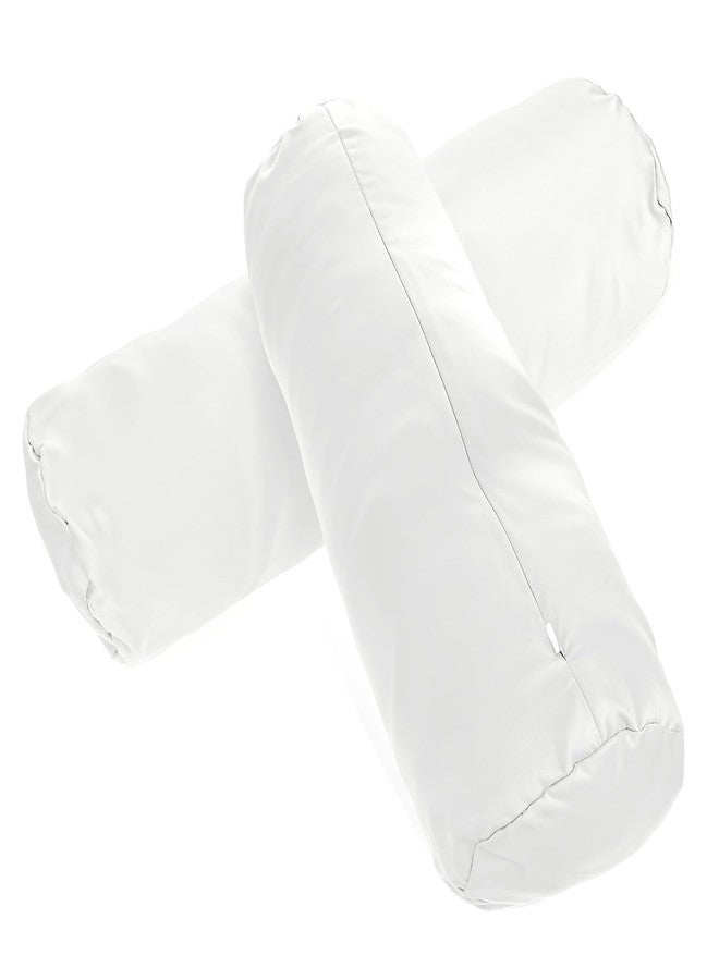 Bruislard 2 Pcs White Neck Bolster Pillow Covers Round Necks Pillowcase Silk Satin Neck Roll Pillowcases Neck Roll Pillow Cover with Zipper Breathable Silky Pillowcases Cylindrical Pillows Cushion (18 x 6 inch) - Image 1