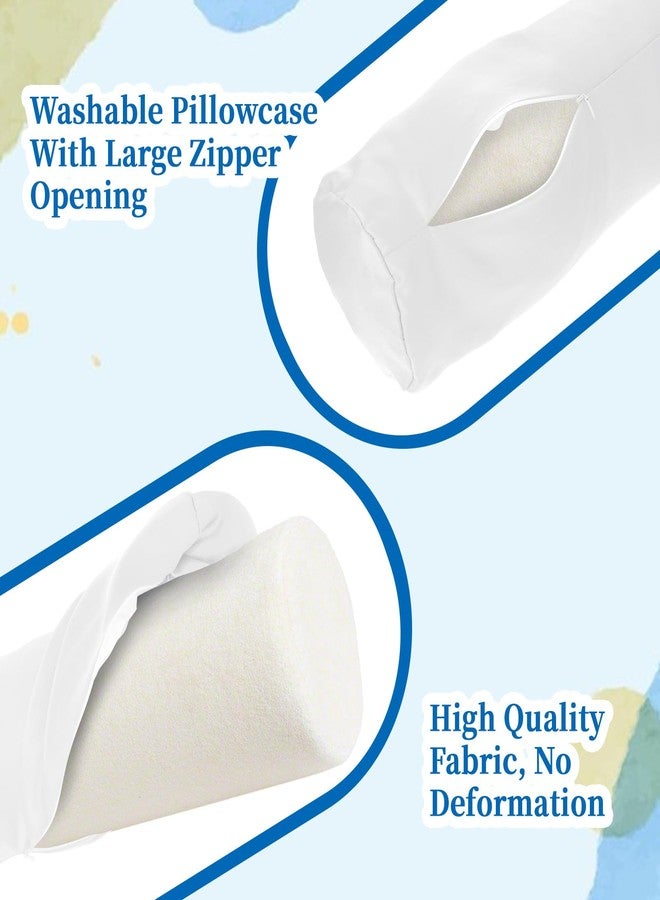 Bruislard 2 Pcs White Neck Bolster Pillow Covers Round Necks Pillowcase Silk Satin Neck Roll Pillowcases Neck Roll Pillow Cover with Zipper Breathable Silky Pillowcases Cylindrical Pillows Cushion (18 x 6 inch) - Image 3