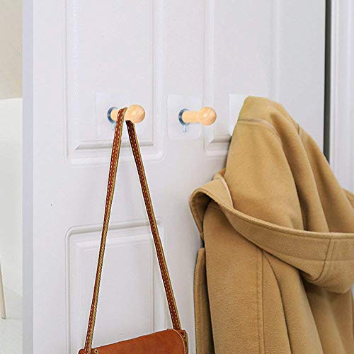GREEYA Greeya Adhesive Wooden Wall Hook Hanger Hanging for Hats Caps Jackets Coat Bathrobe Bath Towel Keys and Kitchen Utensils Pack of 2  - Image 5